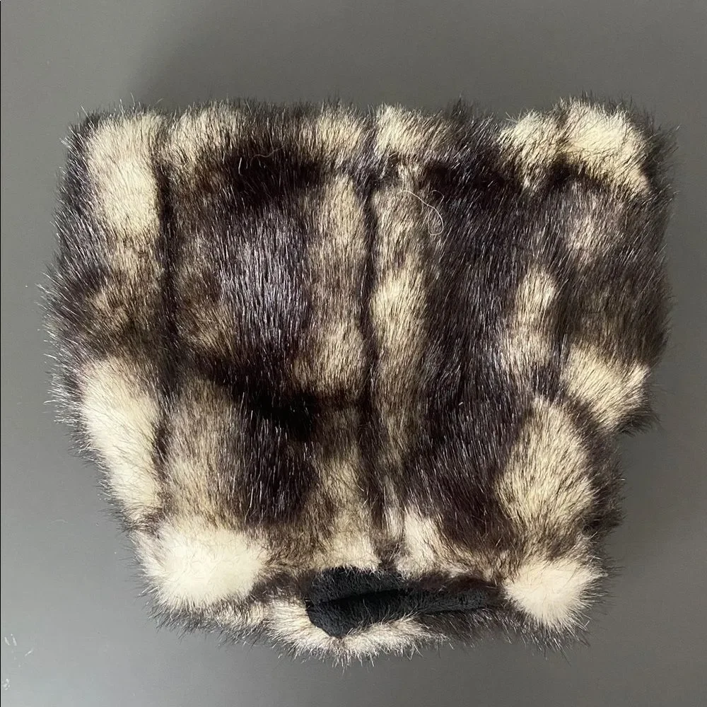 Pet Flys Faux Fur Dog Vest Sz M Black & Cream Made in USA Winter Animal Print